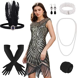 1920s Dresses for Women, Sequin Fringed Gatsby Flapper Cocktail Dresses ...