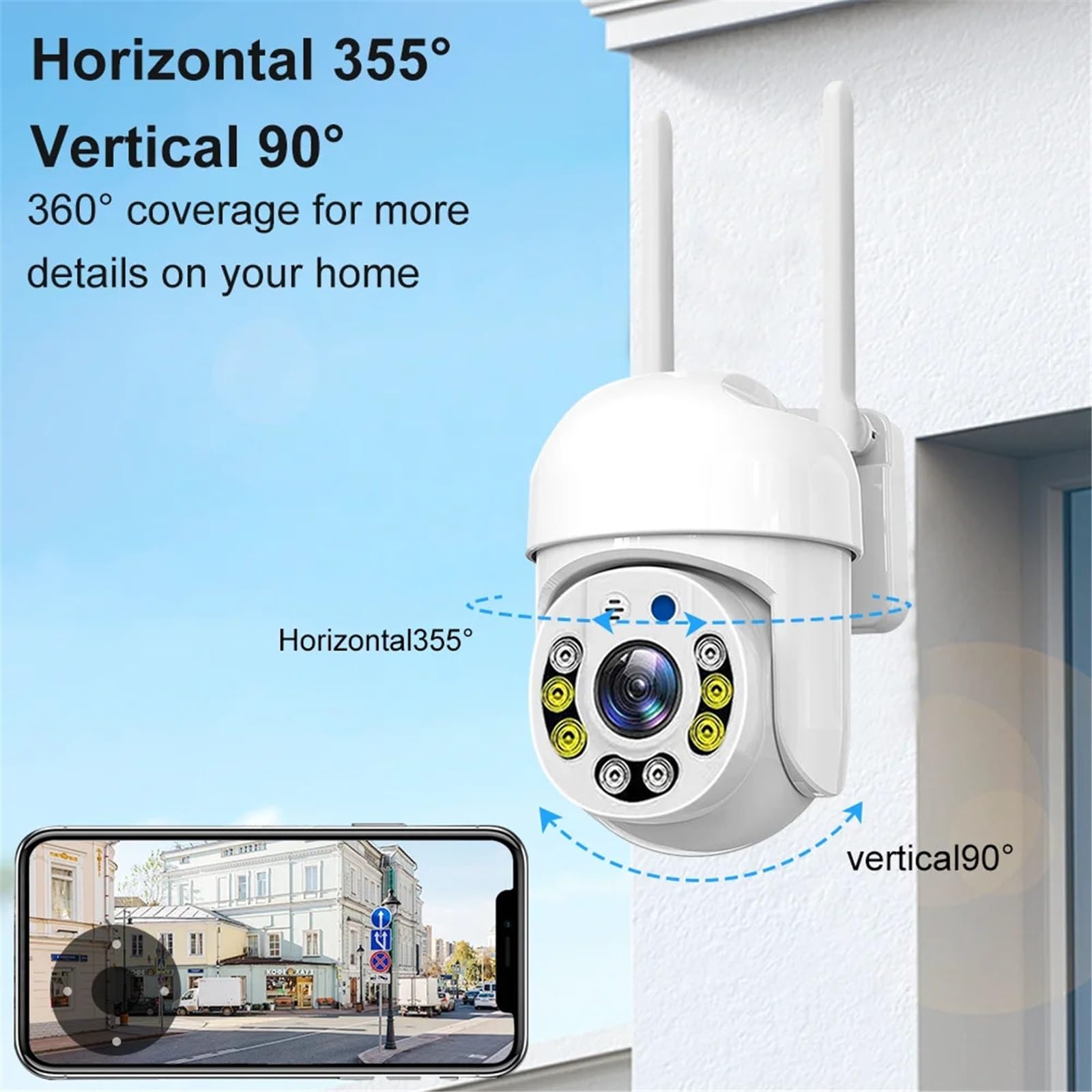 Kamera bezpieczeństwa, 5MP 5G kamera Wifi PTZ zewnętrzna wodoodporna ochrona bezpieczeństwa w domu pełnokolorowy nadzór noktowizyjny Tuya inteligentna domowa(5MP Cam)