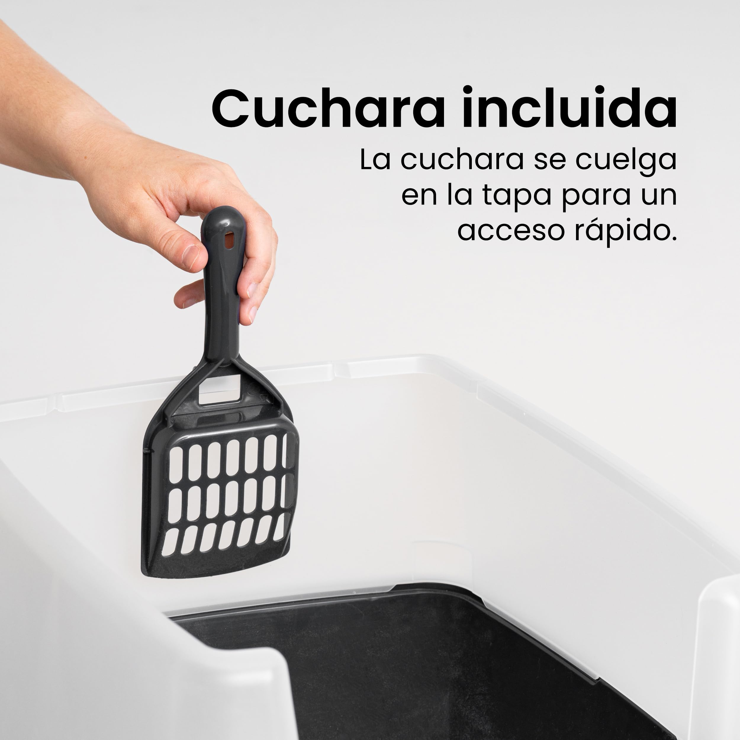 Iris Ohyama Arenero Gato con Pala, hasta 7kg, Gris, Caixa de areia para Gatos, Caja, para Gatos Grandes y pequeños, Cagadero, Caixa, WC, Fácil Limpieza, Libre de BPA, Cat Litter Box, CLH-12