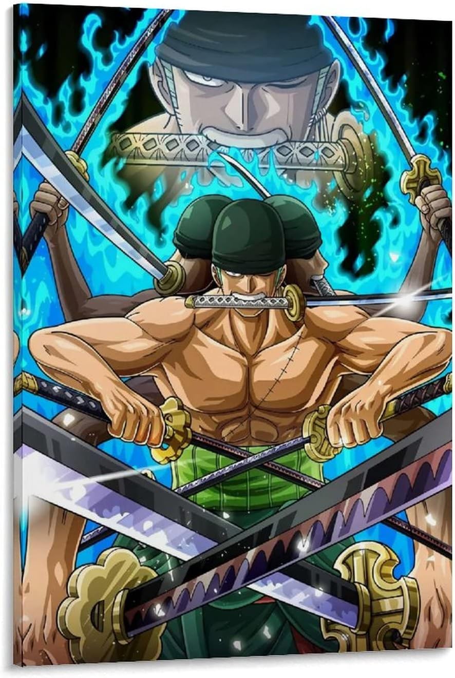 Amazon Com Kingsens Ronona Zoro Ashura One Piece Anime Poster Poster Art Canvas Print Home Decor Paintings Wall Pictures Presents Bedroom Decor Posters 12x18inch 30x45cm Posters Prints