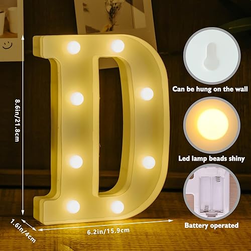 Miniatura 71 de Letras iluminadas, letras con luces LED de 26 alfabetos, letras iluminadas decorativas, letras de marquesina LED que funcionan con pilas para Luz