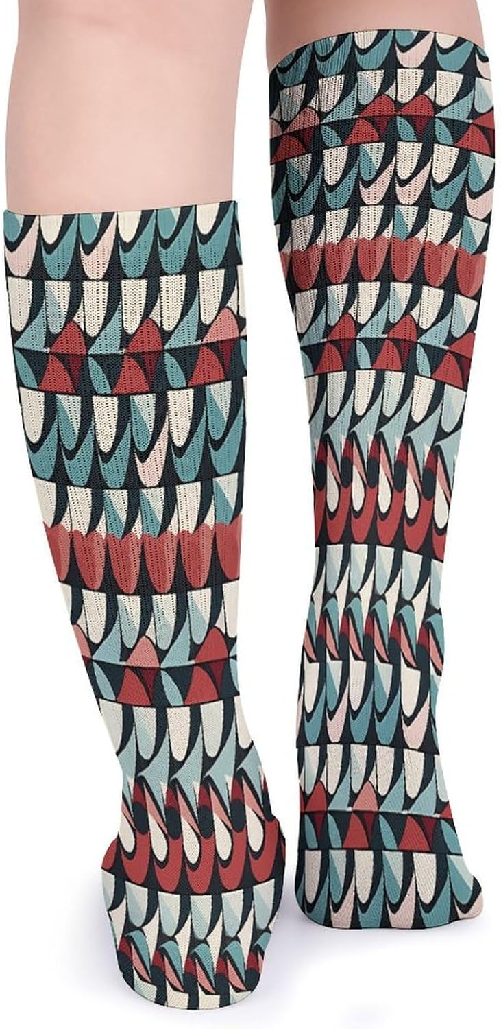 Geometric Shapes Stocking - Cute Casual Long Athletic,Crew Sock for Men Women,Running Socks Soft Breathable for Gift