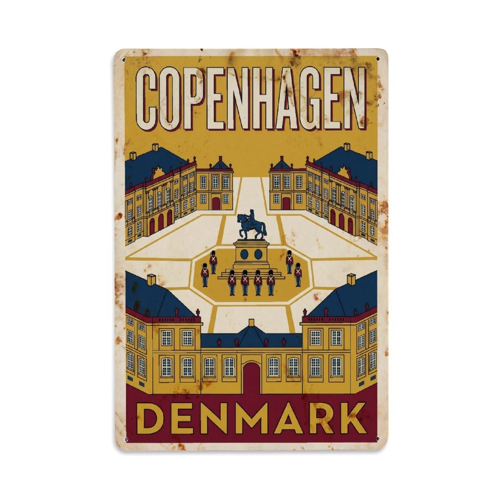 Este 8X12inch Style Vintage Travel Copenhagen Denmark Riveting Metal Tin Sign