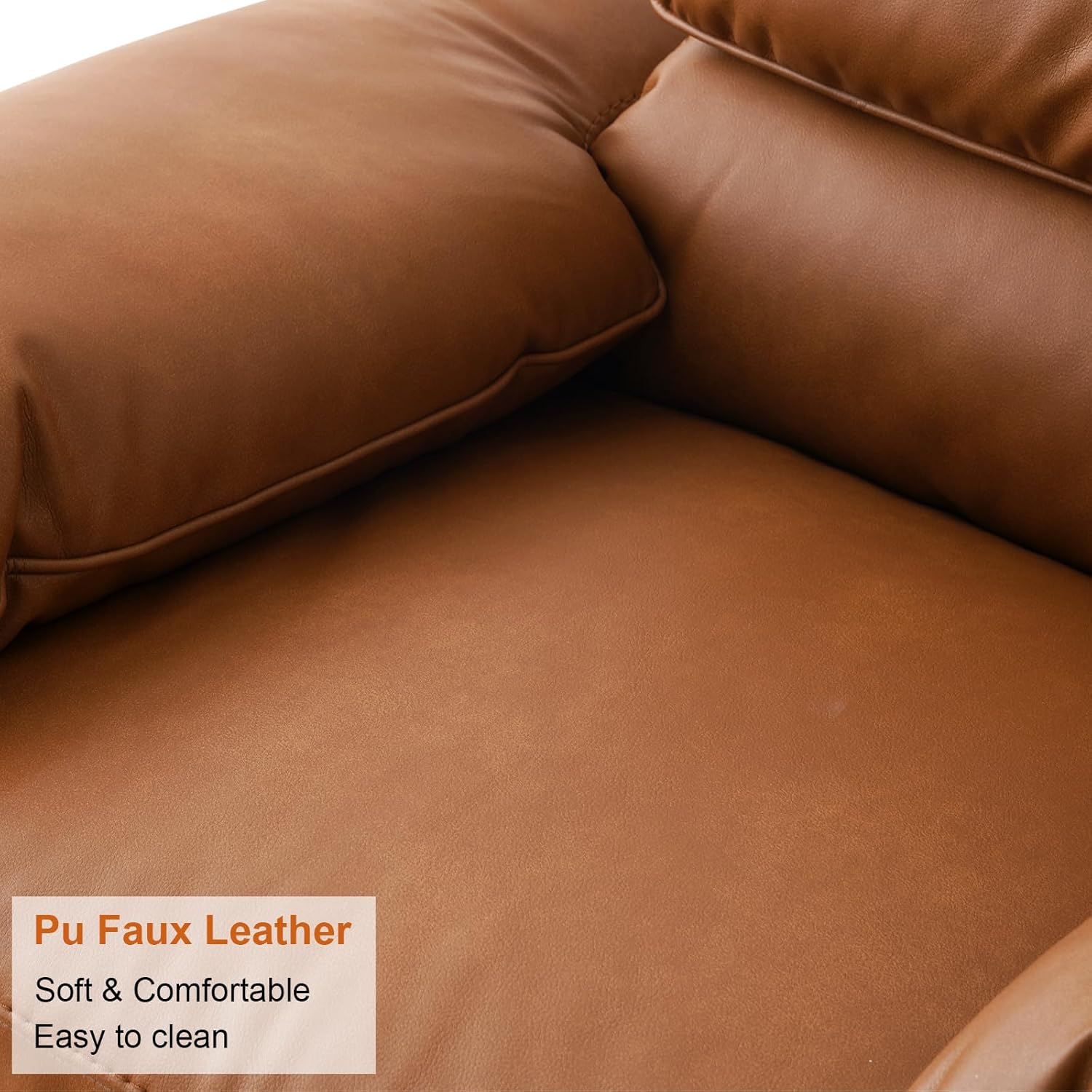 2-Peice PU Faux Leather Sofa Set, 5 Seats Couch, with Deep Seats,Wide Arm,and Wood Legs, 3 Seater & Loveseat for Living Room, Mid-Century Modular Modern Oversized Couch Set, (Brown,3+2)