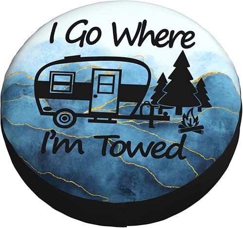 Miniatura 2 de Funda para neumático de repuesto I Go Where I'm Towed, protectores universales resistentes a la intemperie para ruedas para caravana, viajes,