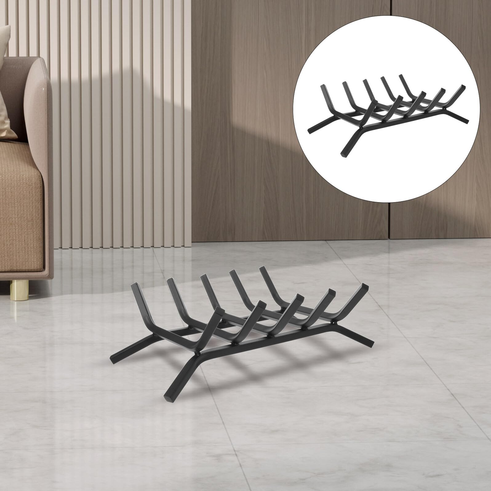 NUOBESTY Portalegna con in Metallo Nero Resistente Struttura Robusta e Facile, Design e Minimalista per a Termocamino e Caminetti
