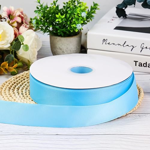 Miniatura 4 de Cinta de grogrén azul claro de 1 12 pulgadas para envoltura de regalos, 100 yardas de cinta de artesanía de alta densidad para bodas, envoltura de