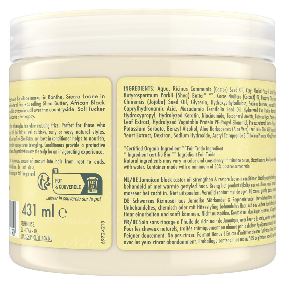 Jamaican Black Castor Oil by Shea Moisture Strengthening and Restore Leave-In Conditioner 431ml