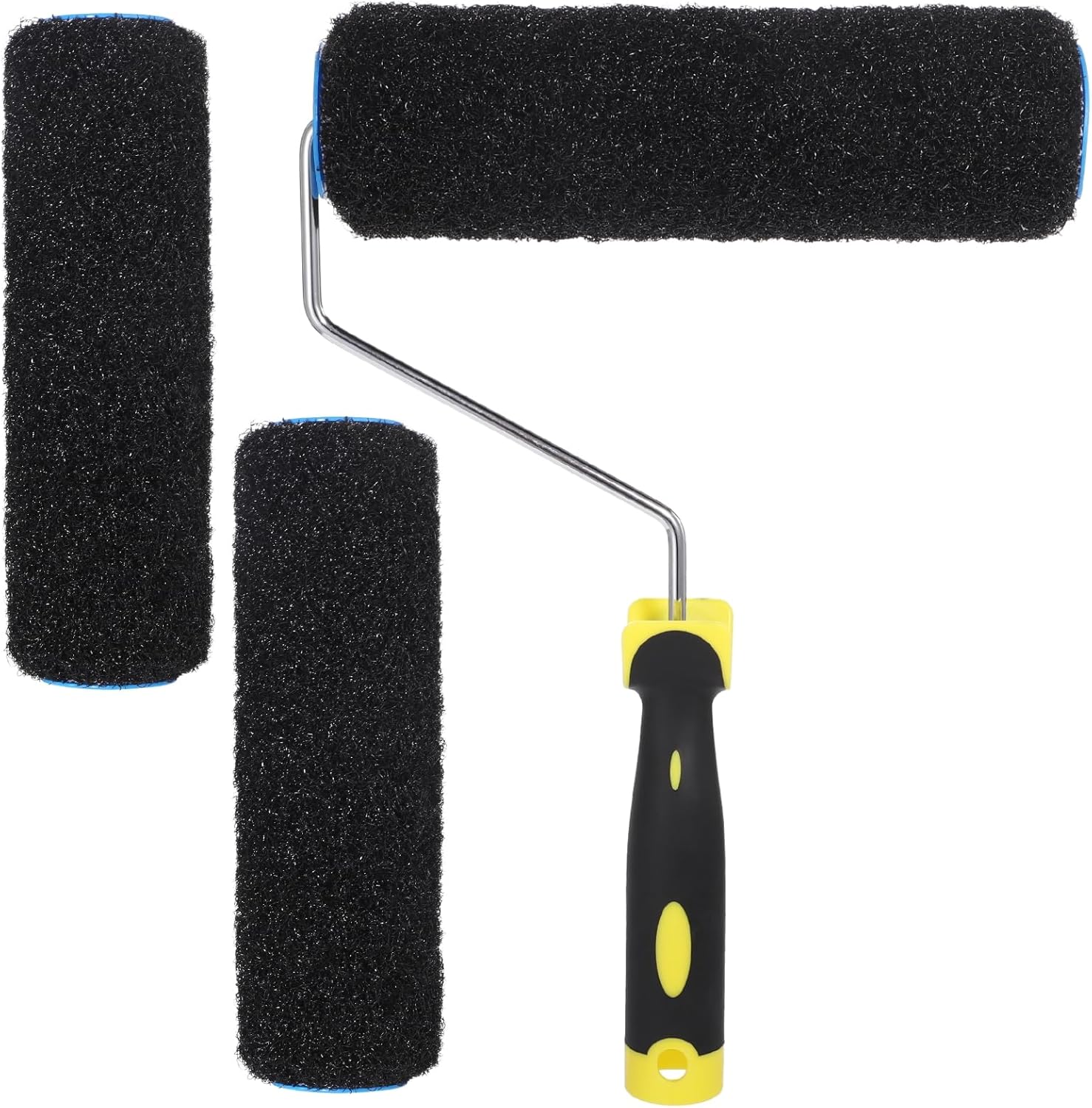 3 Pcs 9 Drywall Compound Roller Cover Set with Frame, Even Application Texture Roller Brushes, Includes Comfortable Handle