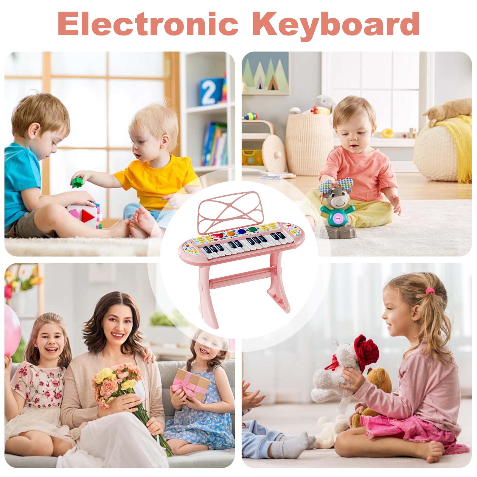 Teclado de Piano para Niños Instrumento Musical con Luz | Juguete de Teclado Piano Pequeño Para Alumnos y Estudiantes y Niñas y Preescolares y Sala de Estar y Dormitorio y Aula y