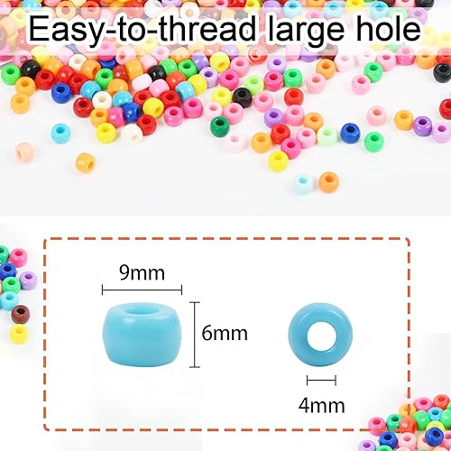 Vista 12 de Simetufy 1200 cuentas de poni de color pastel macarrón para manualidades, cuentas de pelo para trenzar el cabello, 8 colores dulces Macaron