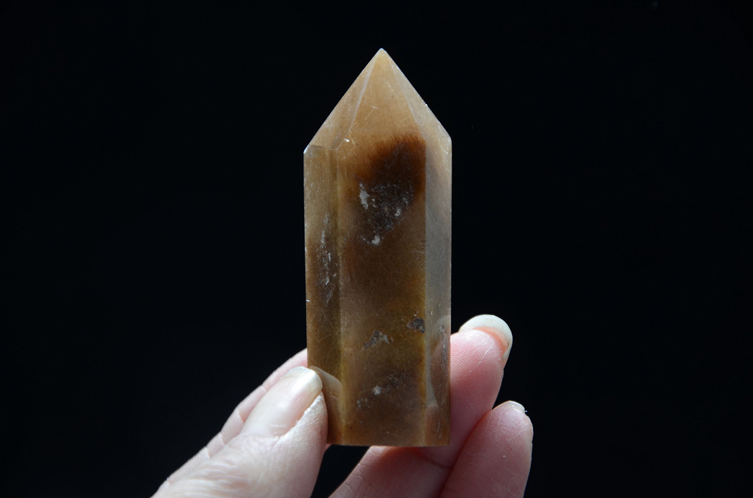 Real Tibet Himalayan High Altitude 6 Sided Single Terminated Gold Rutilated Crystal Point Quartz Wand 2.55 inch Spiritual Crystal Specimen