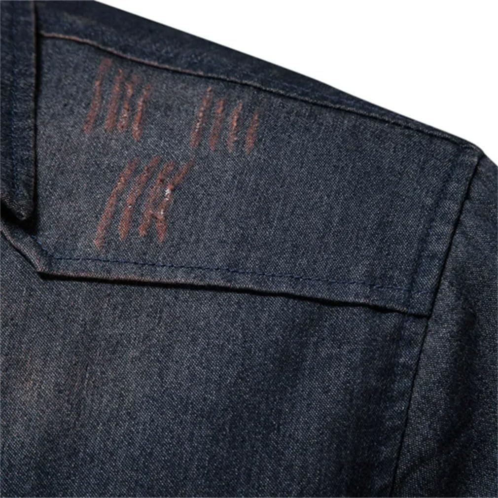 Elastic Cotton Denim Shirt Men Long Sleeve Men Casual Slim Fit Top Coat