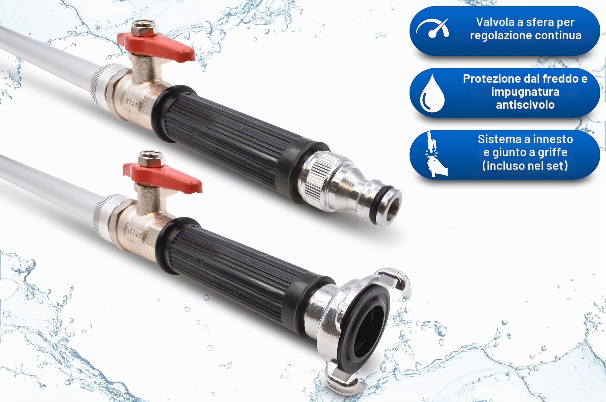 GRS 1400 - Asta di irrigazione professionale completa in metallo, per irrigazione delle piante, connettori
