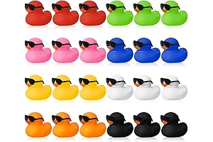 Colorful Orange Rubber Duck with Sunglasses Bath Toy