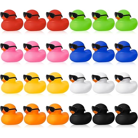 Colorful Orange Rubber Duck with Sunglasses Bath Toy