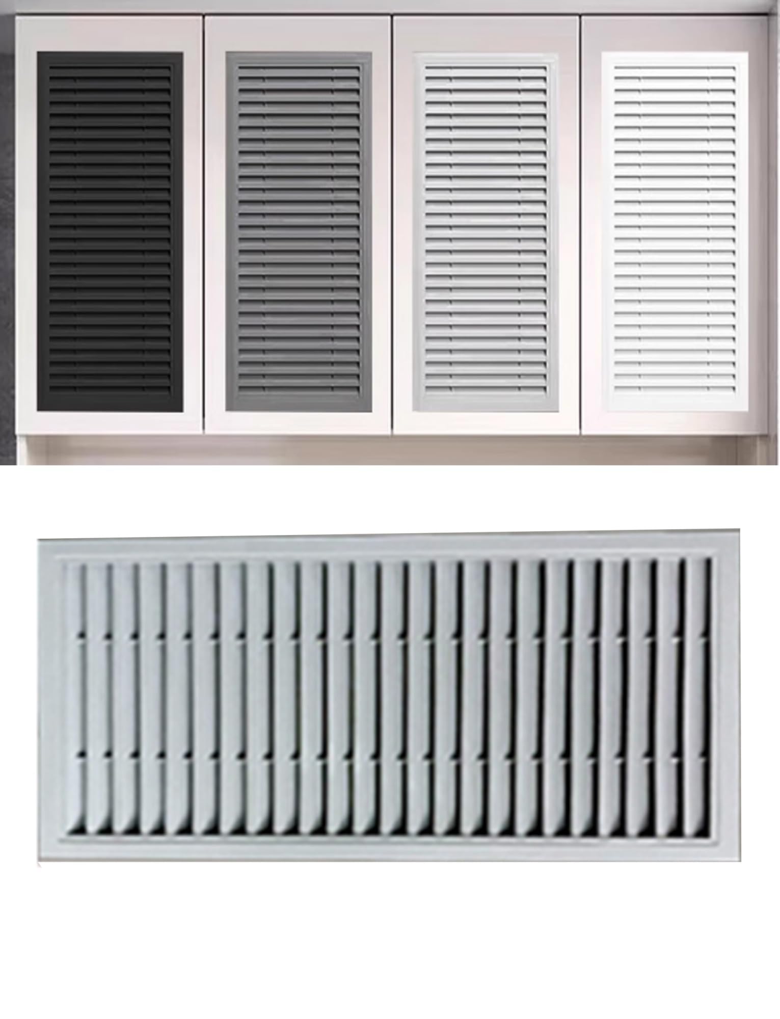 Grille d'aération en aluminium 600x200mm rectangulaire à persiennes pour meuble
