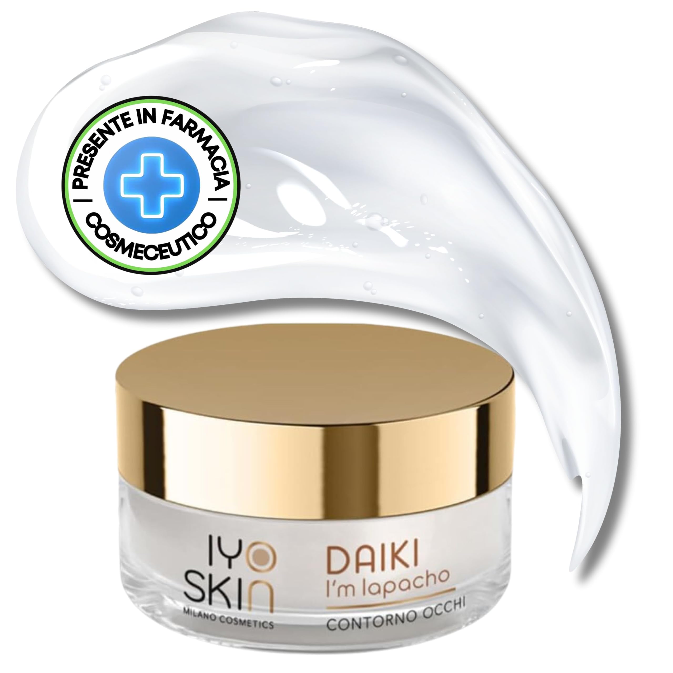 Iyoskin Daiki Contorno Occhi Anti-Affaticamento, Crema Occhi Cosmeceutica, Contorno Occhi Antirughe con Acido Ialuronico Idrata e Riduce Occhiaie 15ml
