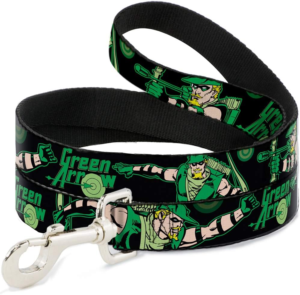 Dog Leash Green Arrow Action Poses Targets Black Greens 6 Feet Long 1.0 Inch Wide
