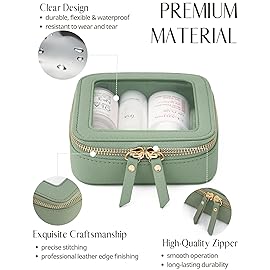 Popvibe Small Clear Makeup Bag Mini Travel Cosmetic Case Transparent Toiletry Bag with Zipper, Portable Make Up Organizer Traveling Compact Car Bag for Essentials, Sage Green, Mini
