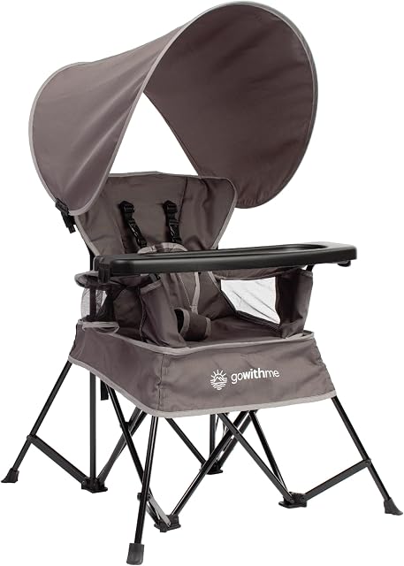 Baby Delight Go with Me Jubilee Deluxe Portable Chair | Indoor and Outdoor | Sun Canopy | Grey