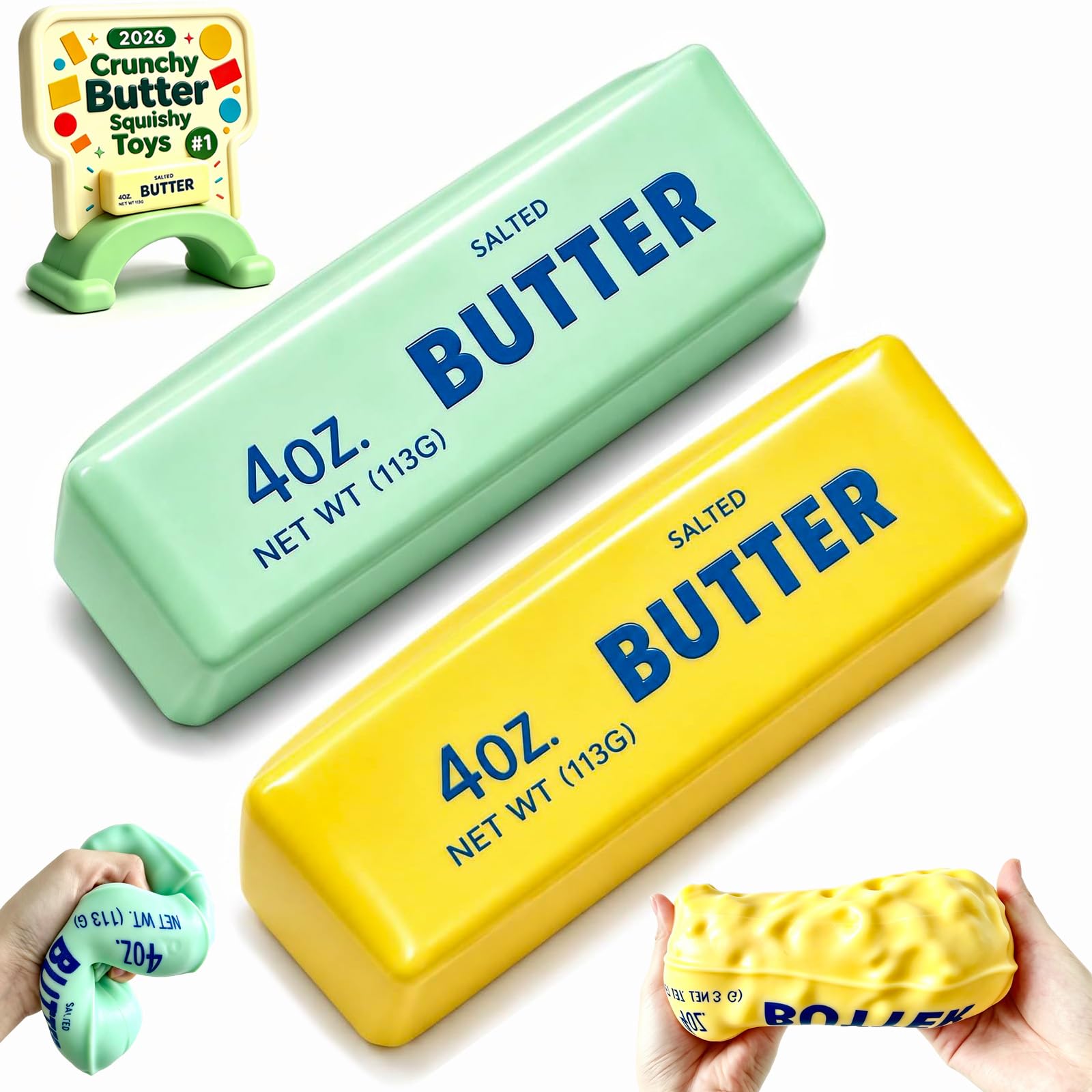 View 1 of 2 Packs Crunchy Butter Squishy Toys, Slow Rising Crunchy Squishy Butter