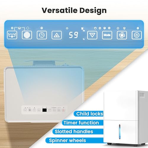 Miniatura 3 de Deshumidificador de 2,300 pies cuadrados máximo de 50 pintasdía (estándar de 22 pintasdía) con manguera de drenaje, apagado automático, tanque de