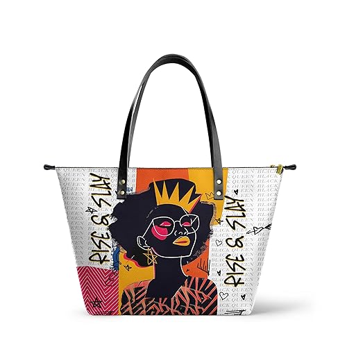 Afroyla African Black Women's Leather Tote Bag, Large Size, Premium