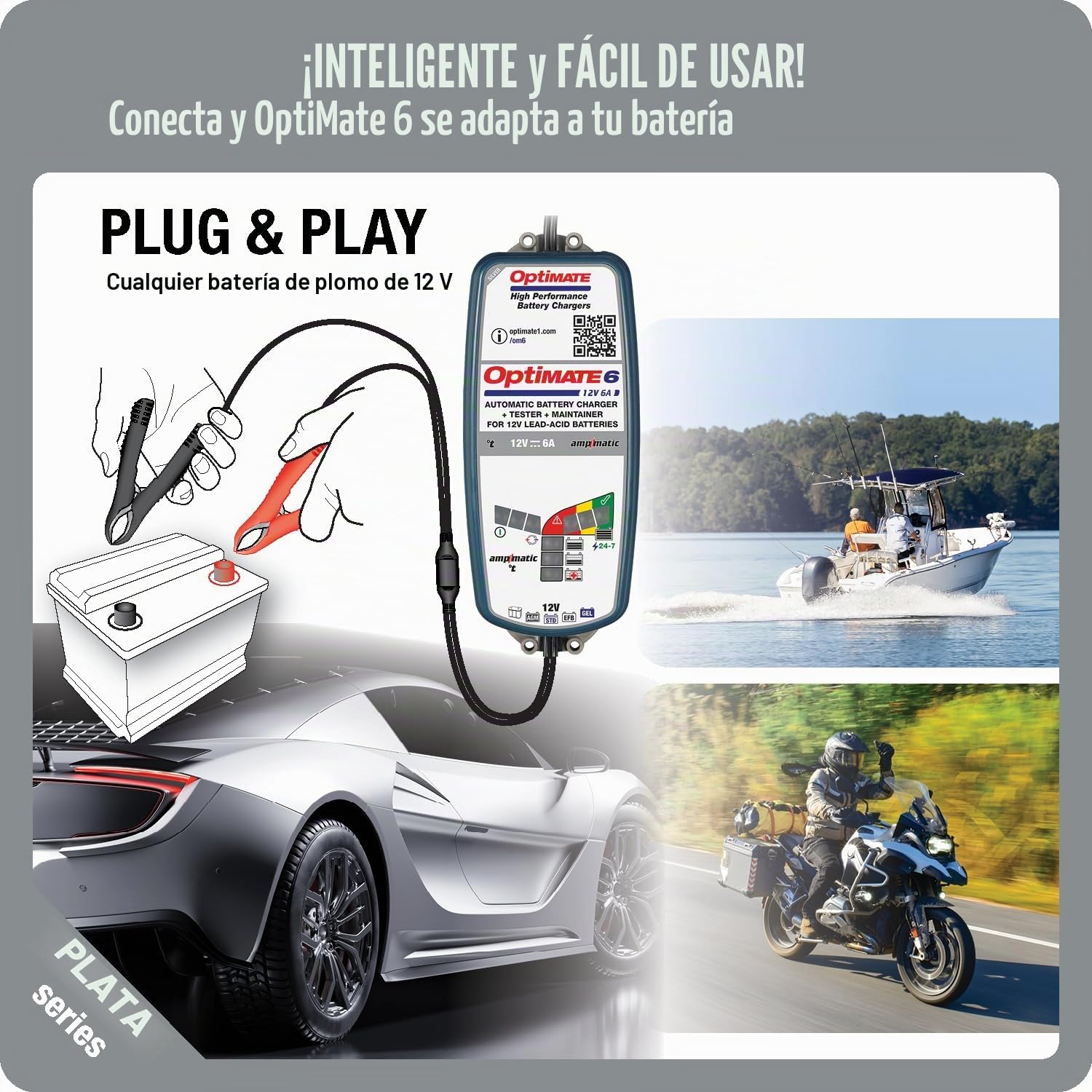 Optimate 6 AMPMATIC 6A Battery Charger (Ref. Tecmate: TM360)