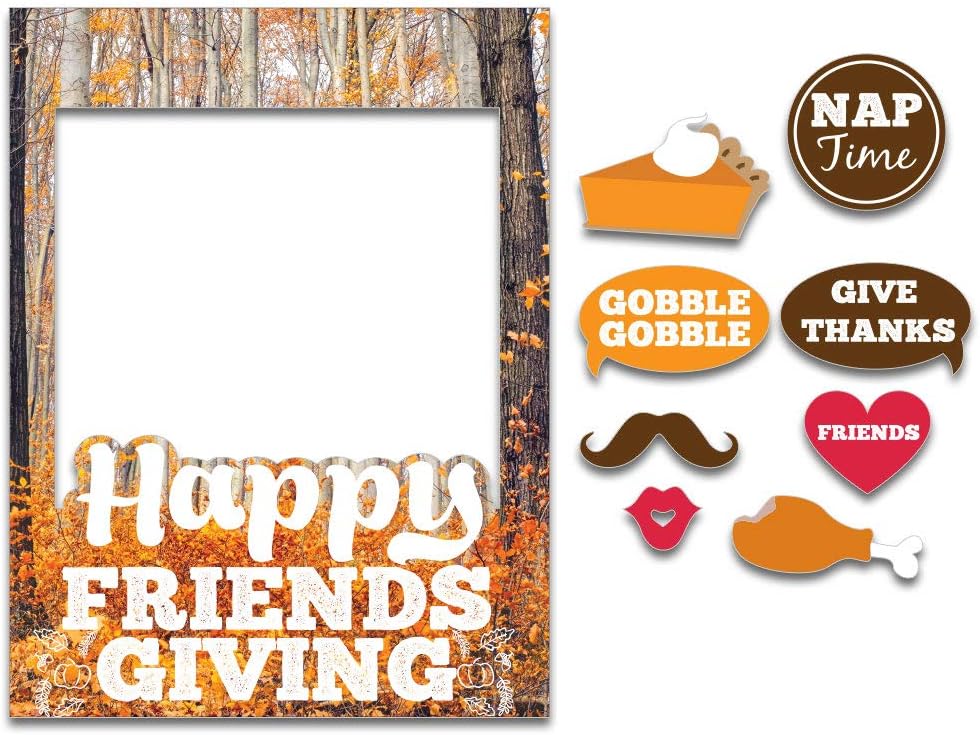 VictoryStore Photo Booth Frame - Friendsgiving Photo Booth Frame and Props Includes 8 Stakes for Props