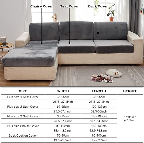 Miniatura 6 de MIFXIN Funda de cojín para sofá, funda mágica de terciopelo, elástica, universal, resistente al desgaste, en forma de L, funda de asiento para sofá