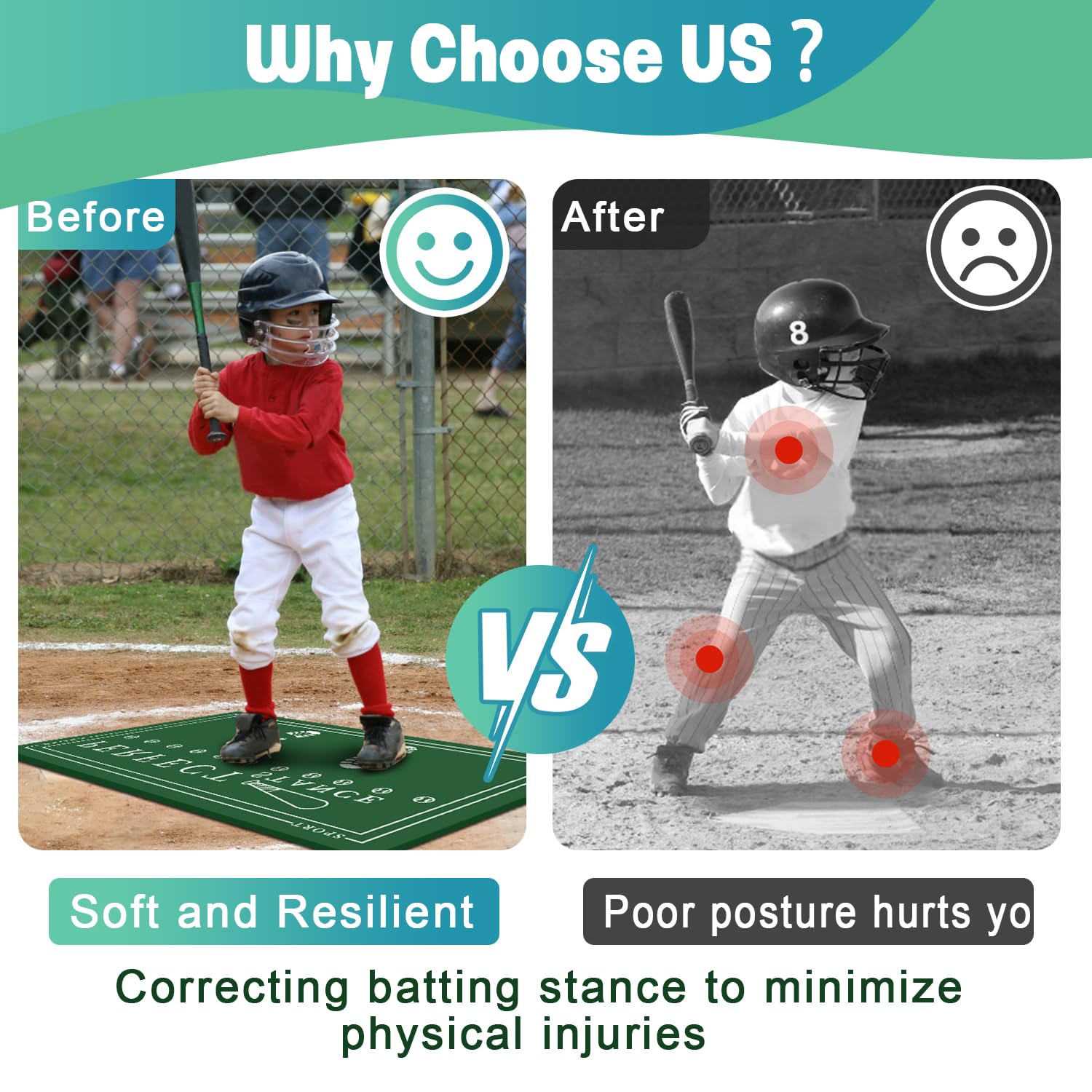 Baseball Training Mat?Heavy-Duty Batting Mat for Baseball and Softball Training - Durable, Portable, Realistic Hitting M-A-T for Indoor/Outdoor Practice?Green?