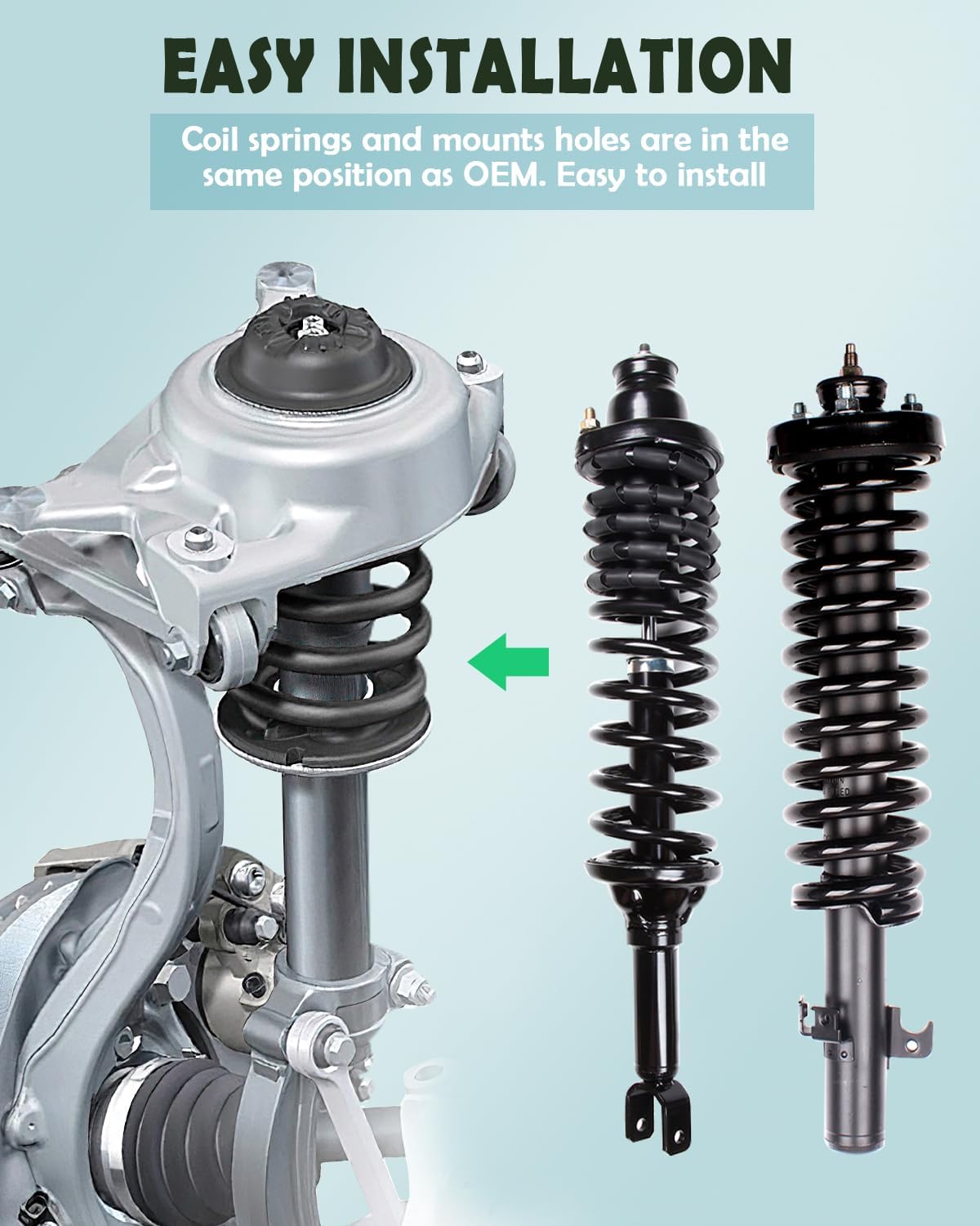 SCITOO Front and Rear Shock Absorber Assembly Fit for 1994-1997 for Honda for Accord, Complete Shock and Strut Assembly Kit Fit for 171989 171286L 171286R 4PCS