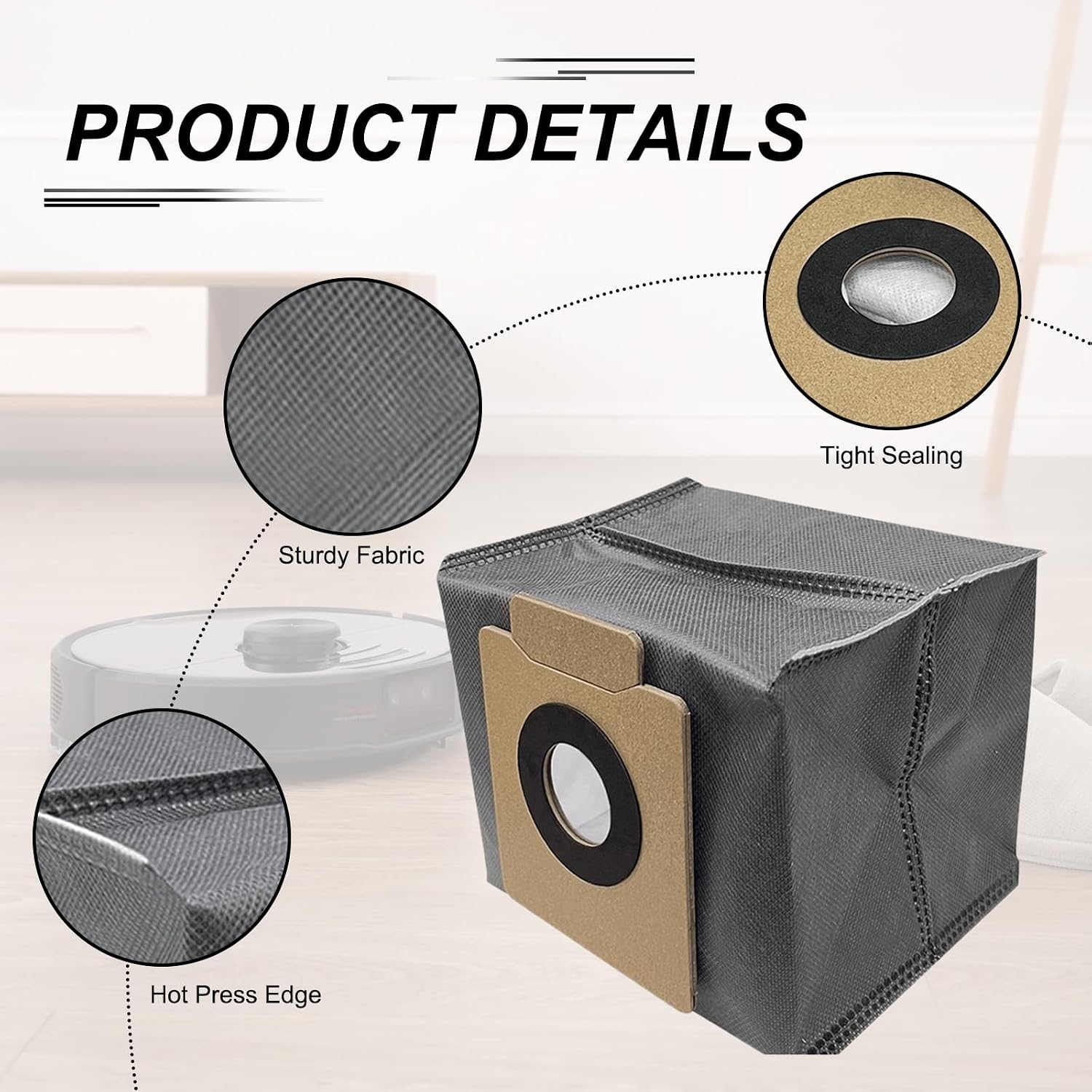 SaferCCTV 12Pack Large Capacity Dust Bags Replacement Vacuum Bags Compatible with X8 Pro X10 Pro Omni Robot Vacuum Self-Empty Station