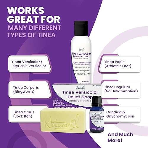 Miniatura 5 de Naturasil Tinea Versicolor Kit de tratamiento - Alivio antifúngico de máxima fuerza para la decoloración de la piel, manchas solares y picazón |