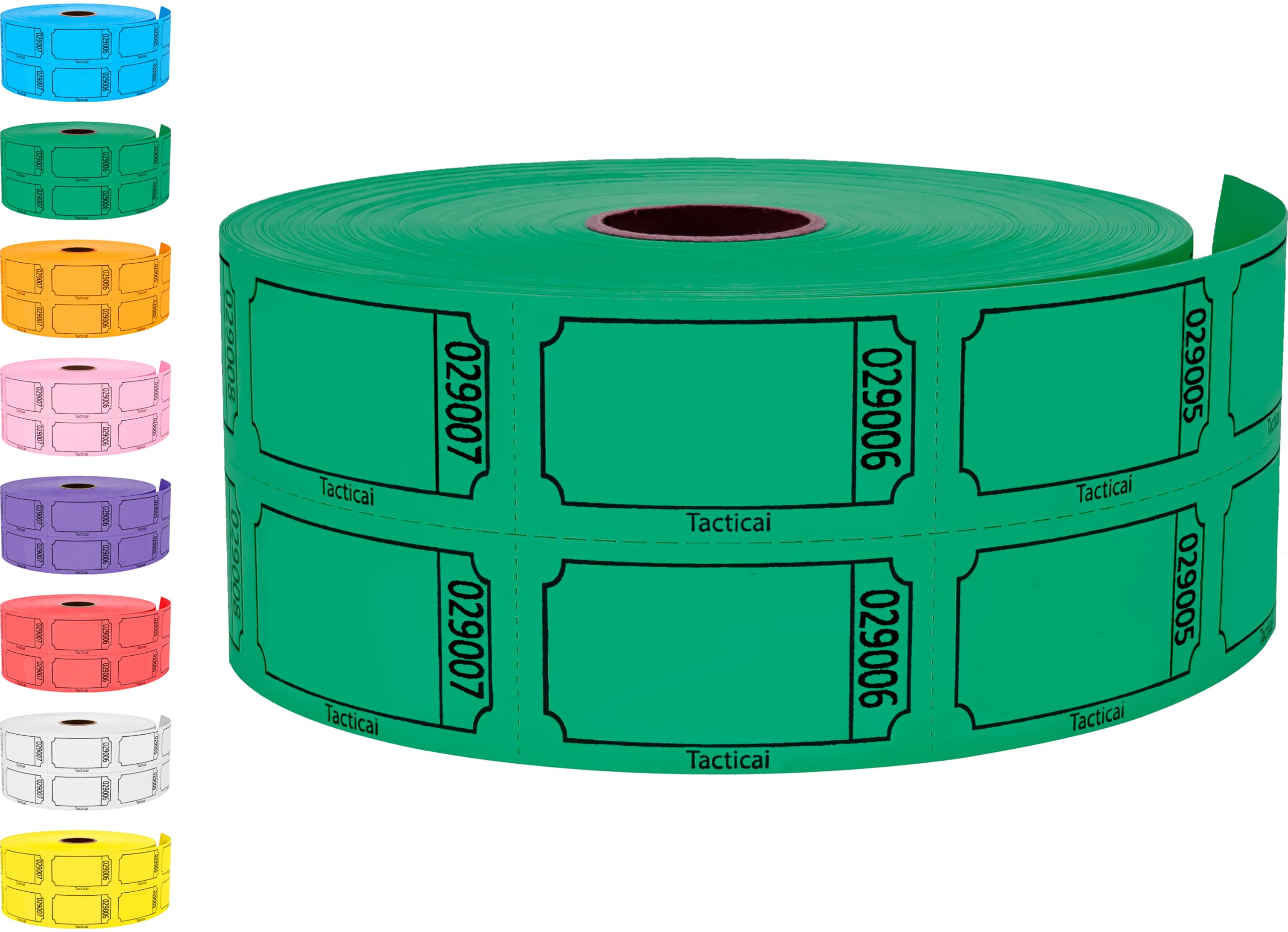 Tacticai Green Raffle Tickets Double Roll, 1000 Count | Office Product for Events & Fundraisers - main product image