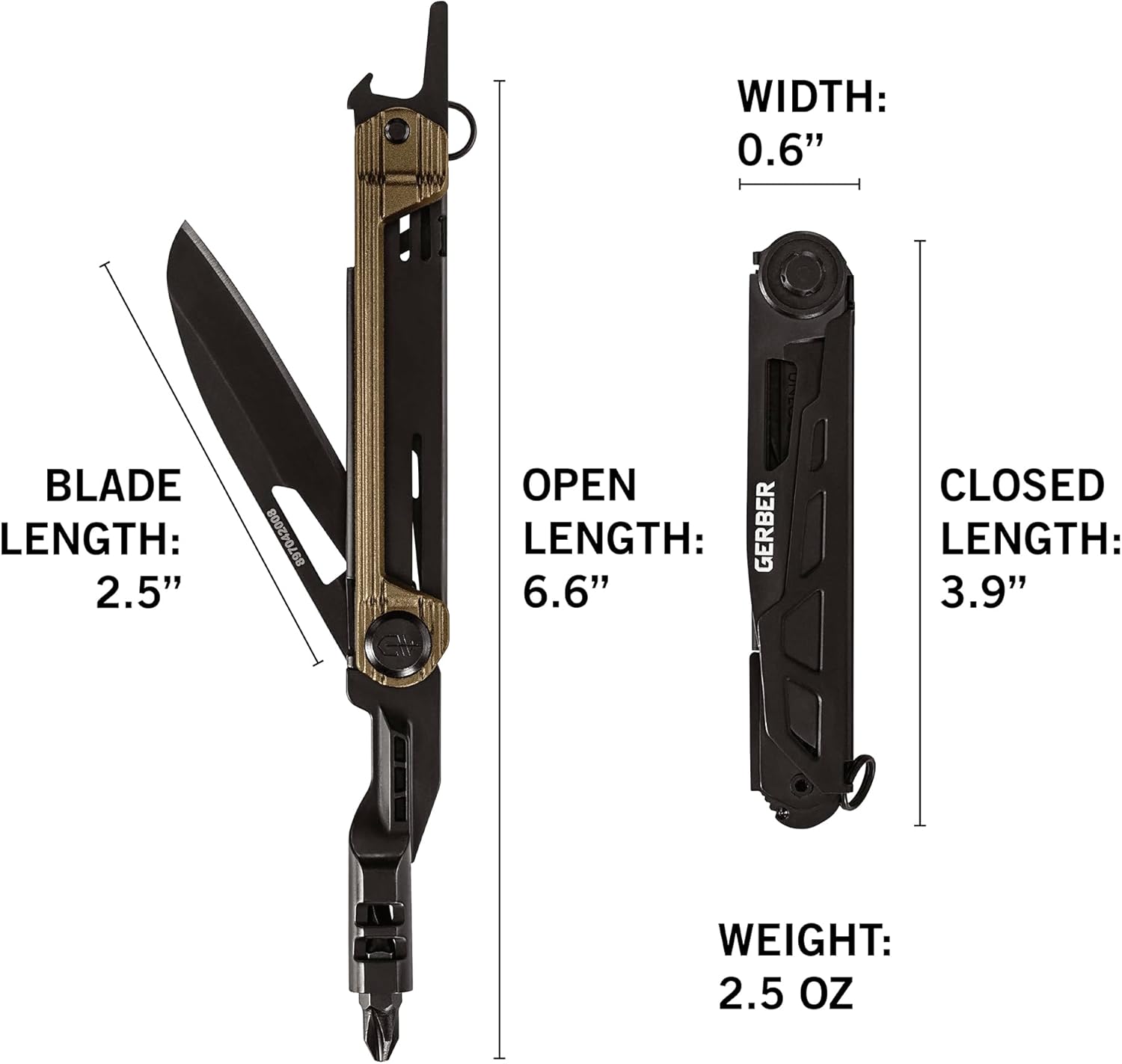 Gerber Gear Armbar Slim Drive Pocket Knife EDC Multitool with Screwdriver, Bottle Opener, Burnt Bronze