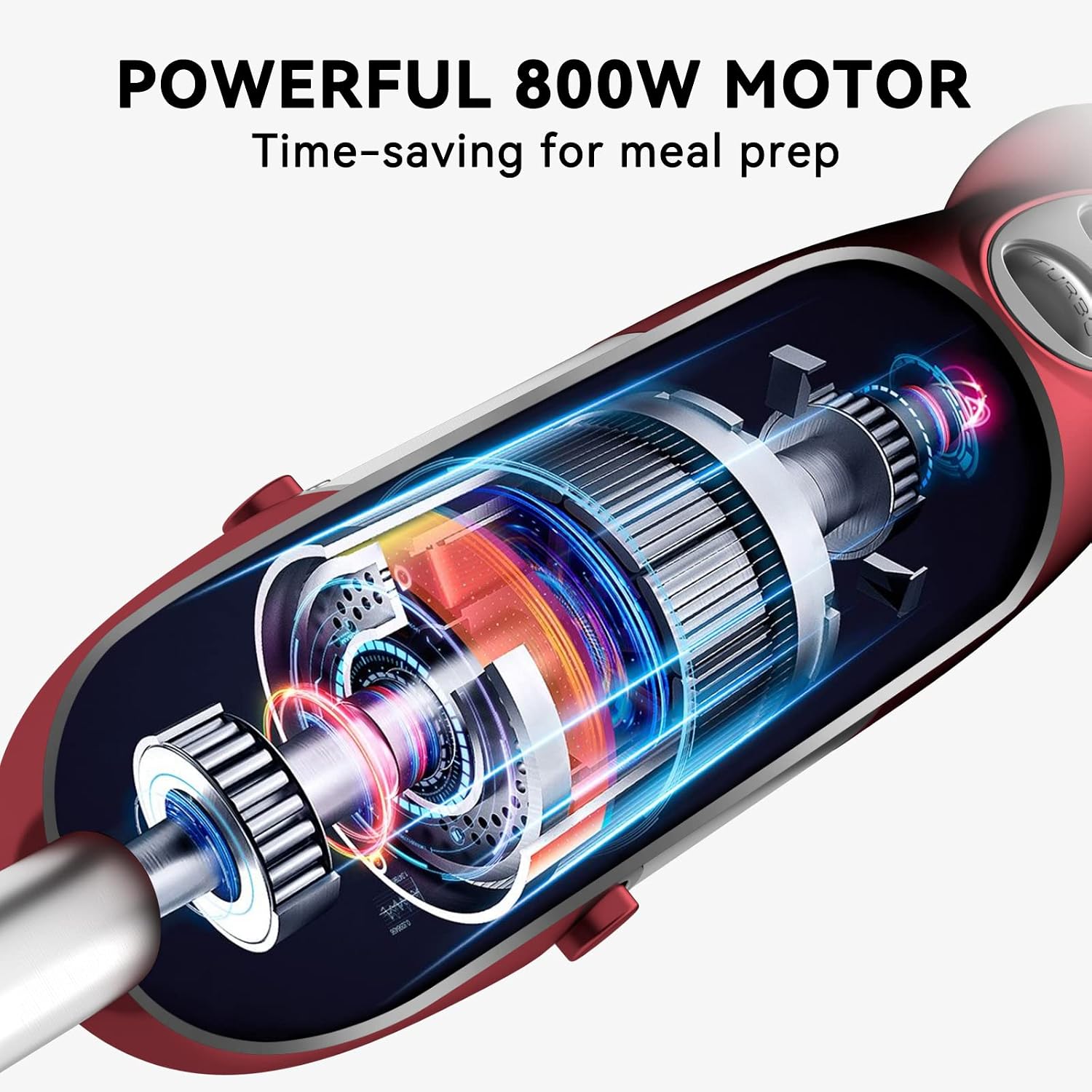 Immersion Blender 5 in 1 Hand Blender, Abuler 800W Hand Mixer Stick, 5-in-1, 12 Speed and Turbo Mode Handheld Blender 304 Stainless Steel, With 600ml Mixing Beaker, 500ml Chopper, Whisk and Milk Frother for Soup, Smoothies, Baby Food, Sauce