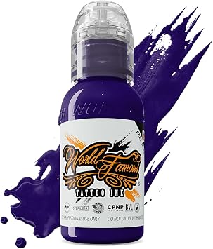 World Famous Purple Tattoo Ink, Vegan and Professional Ink, Made in USA, Amsterdam Purple, 1 oz