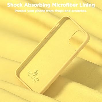 iPhone 12 Pro Max用ケース、カメラプロテクター2枚+スクリーンプロテクター2枚、フルボディシリコン耐衝撃保護カバー、 マイクロファイバー裏地付きスマホケース iPhone 12 Pro Max 6.7インチ用、イエロー