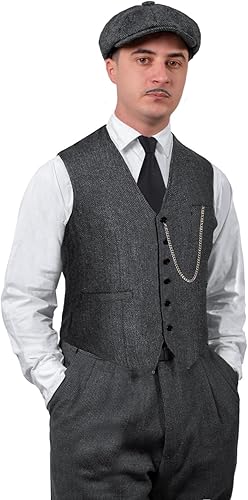 Miniatura 2 de Chaleco de disfraz de los años 20 para hombre, sombrero y accesorios para reloj de bolsillo, juego de accesorios para fiesta de adultos
