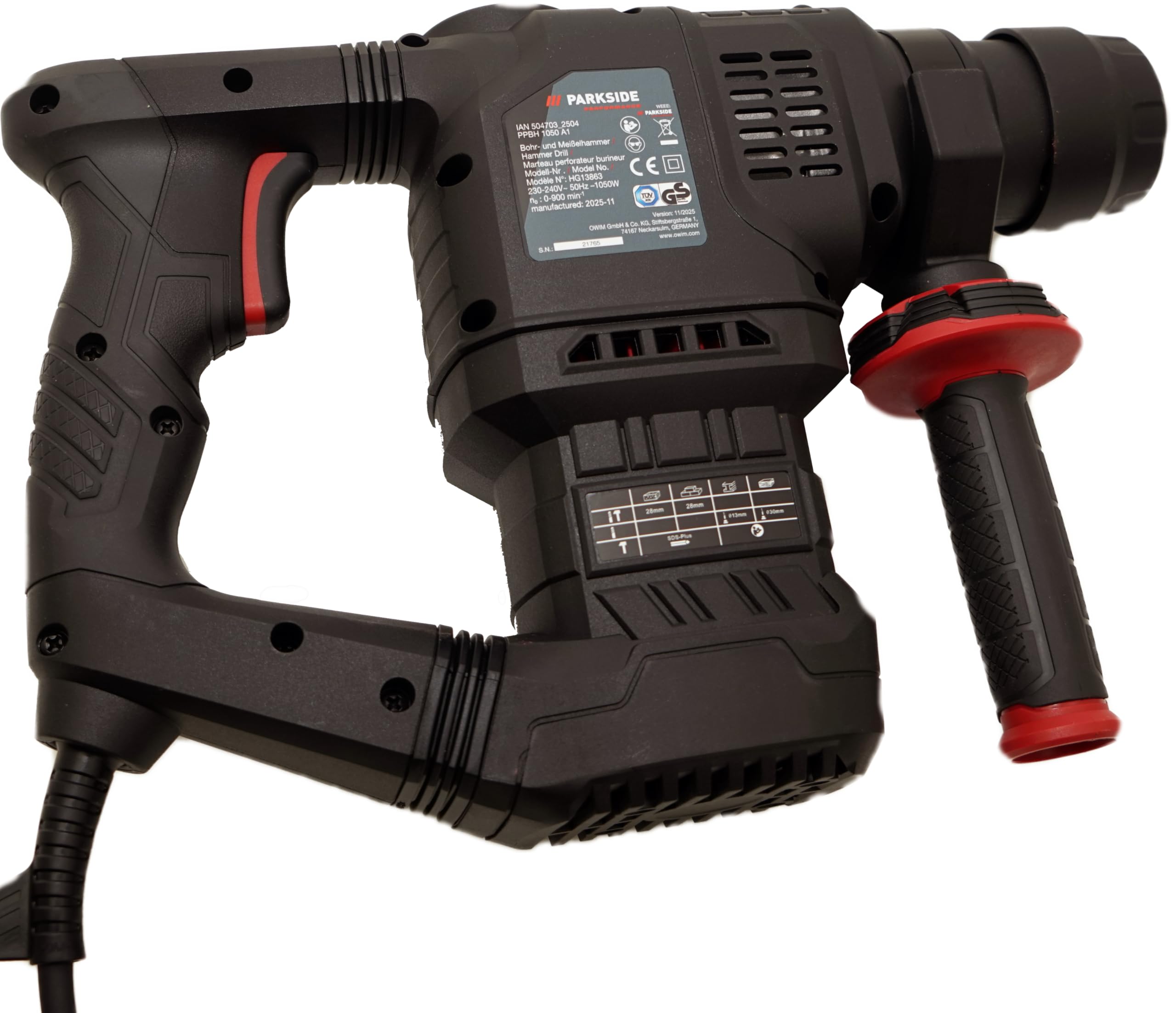 Offerta HEADNMORE per PARKSIDE PERFORMANCE® PPBH 1050 Martello Perforatore SDS-Plus 1050 W, 4,1 J, trapano tassellatore per calcestruzzo in valigetta con portachiavi e matita da carpentiere HEADNMORE®