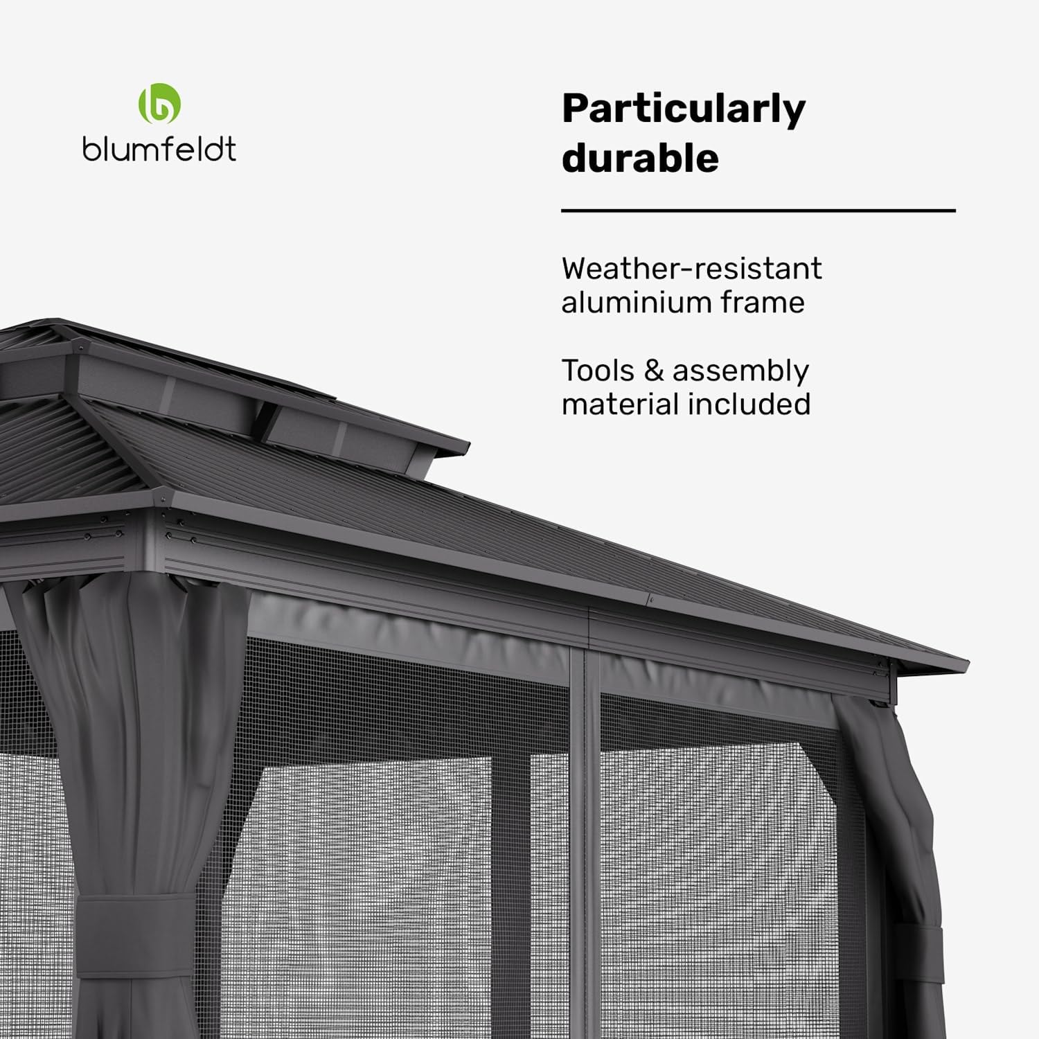 Gazebo roof detail showing weather protection features