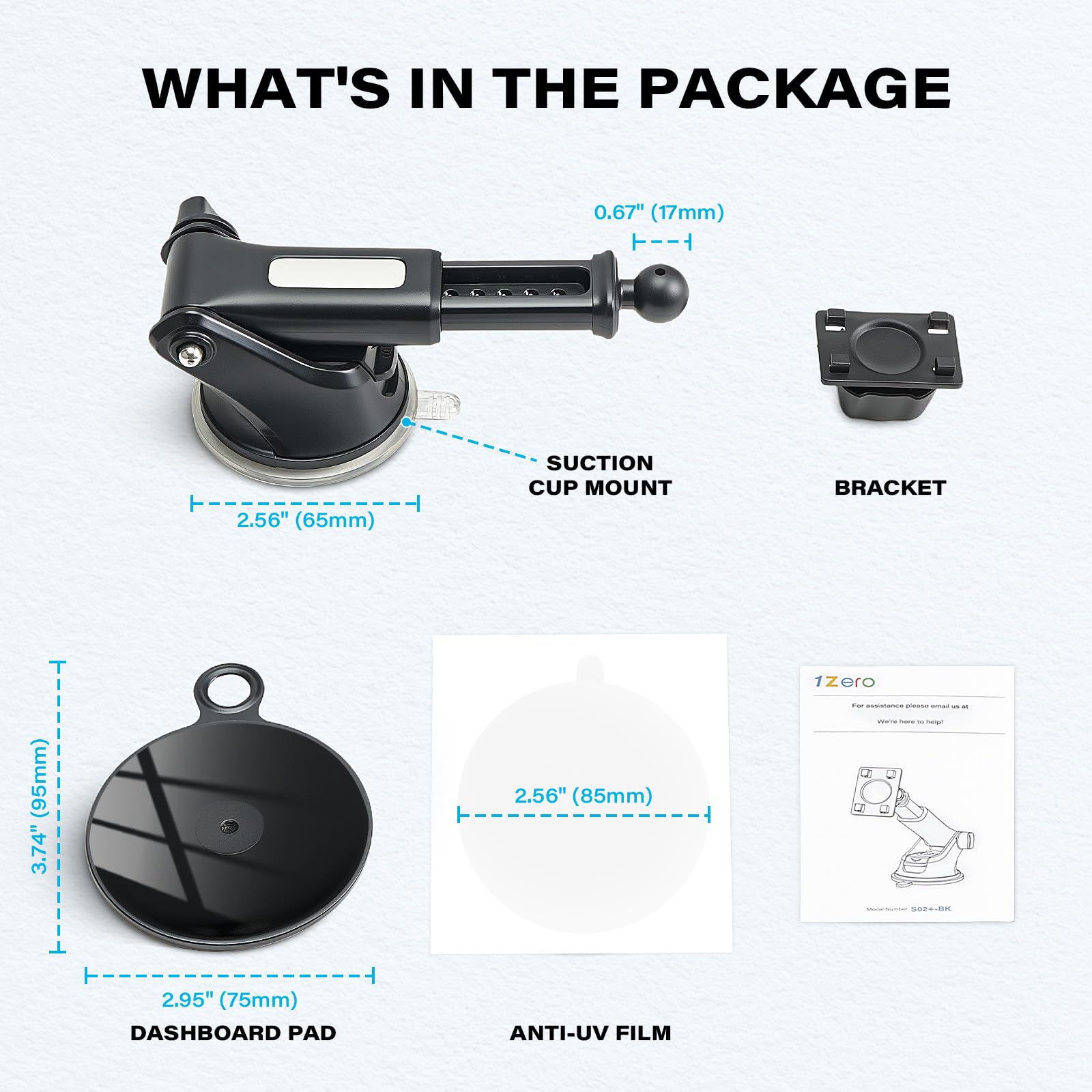 1Zero Soporte de coche con ventosa para monitor portátil