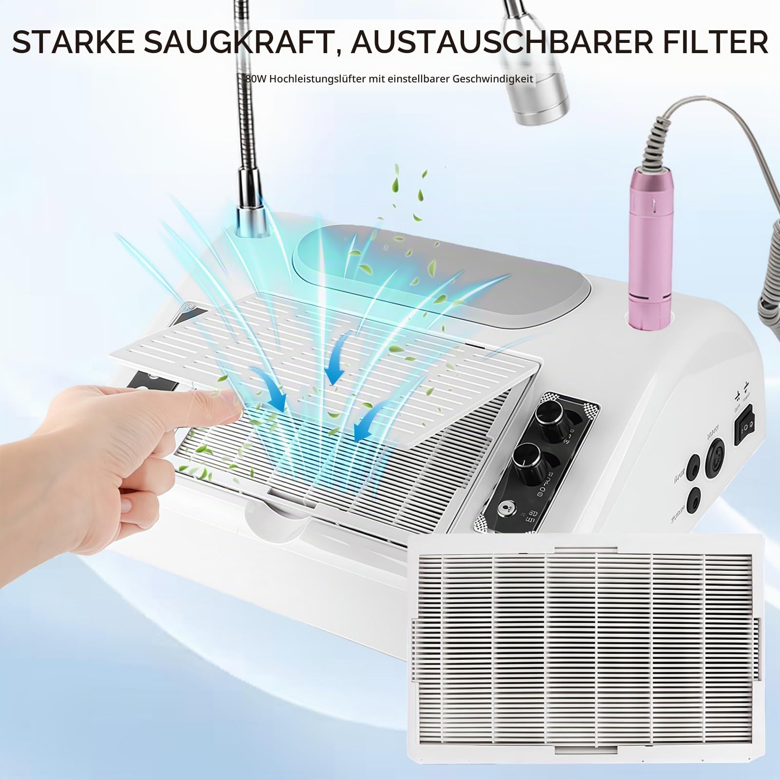 Elektrischer Nagelfräser 5 in1，30000U/min Profi Nagelknipser, 80W