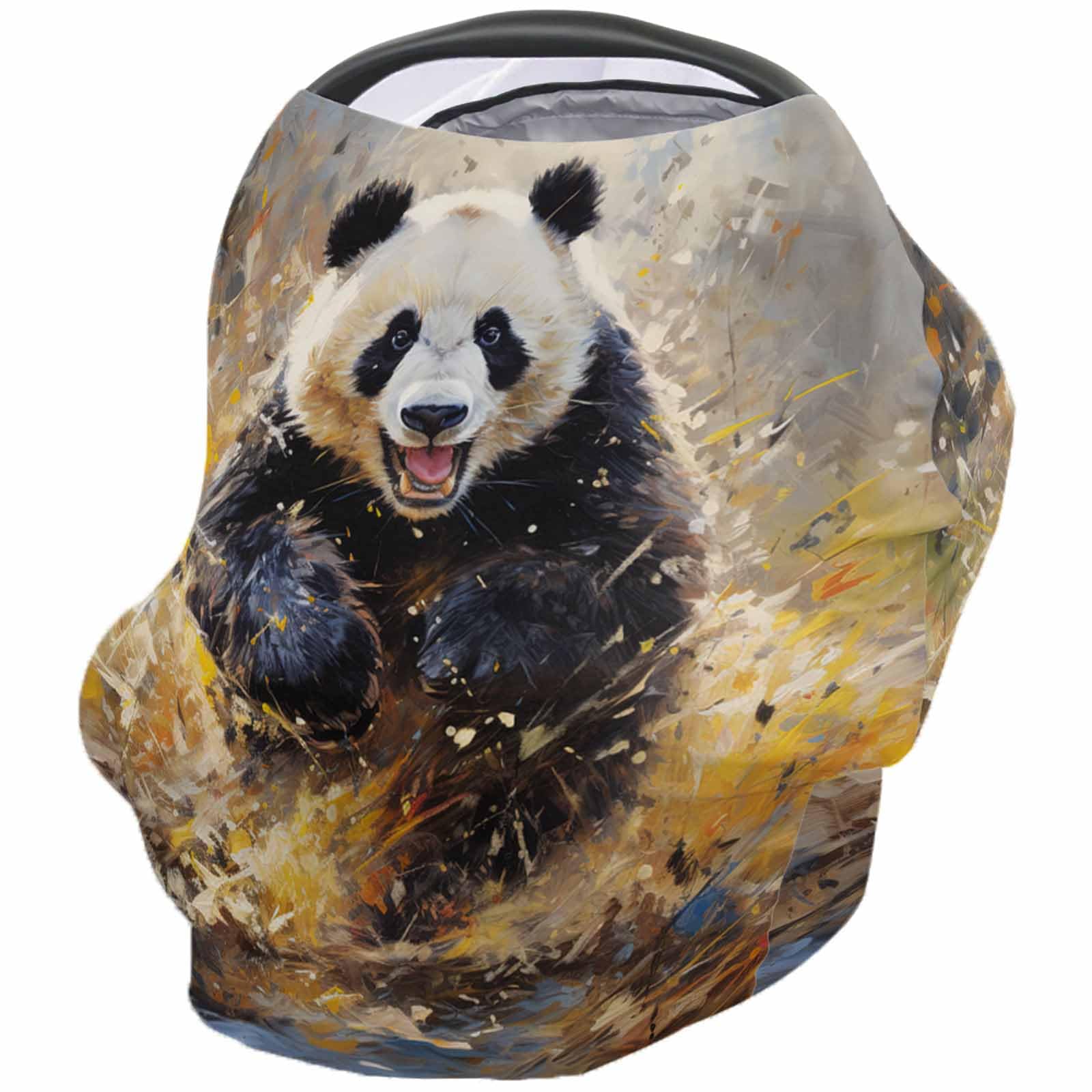 Nursing Cover for Breastfeeding Scarf, Oil Painting Vintage Panda Baby Car Covers Super Soft Multi Use for Canopy Shopping Cart Cover Blanket Stroller Cover