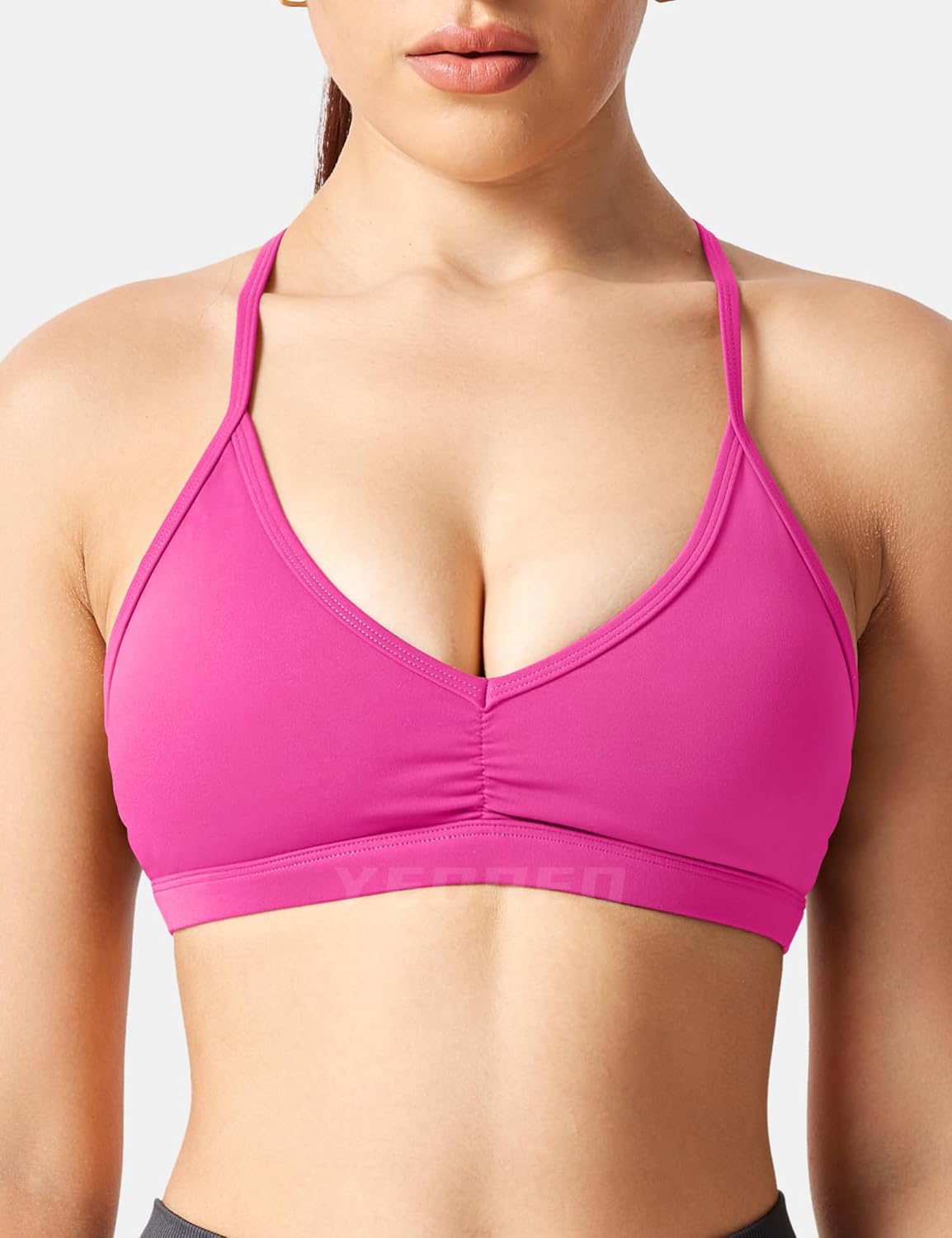 YEOREO Workout Sports Bras for Women Padded Strappy Open Back Gym Bra Light Impact Criss Cross Yoga Crop Top - Image 7