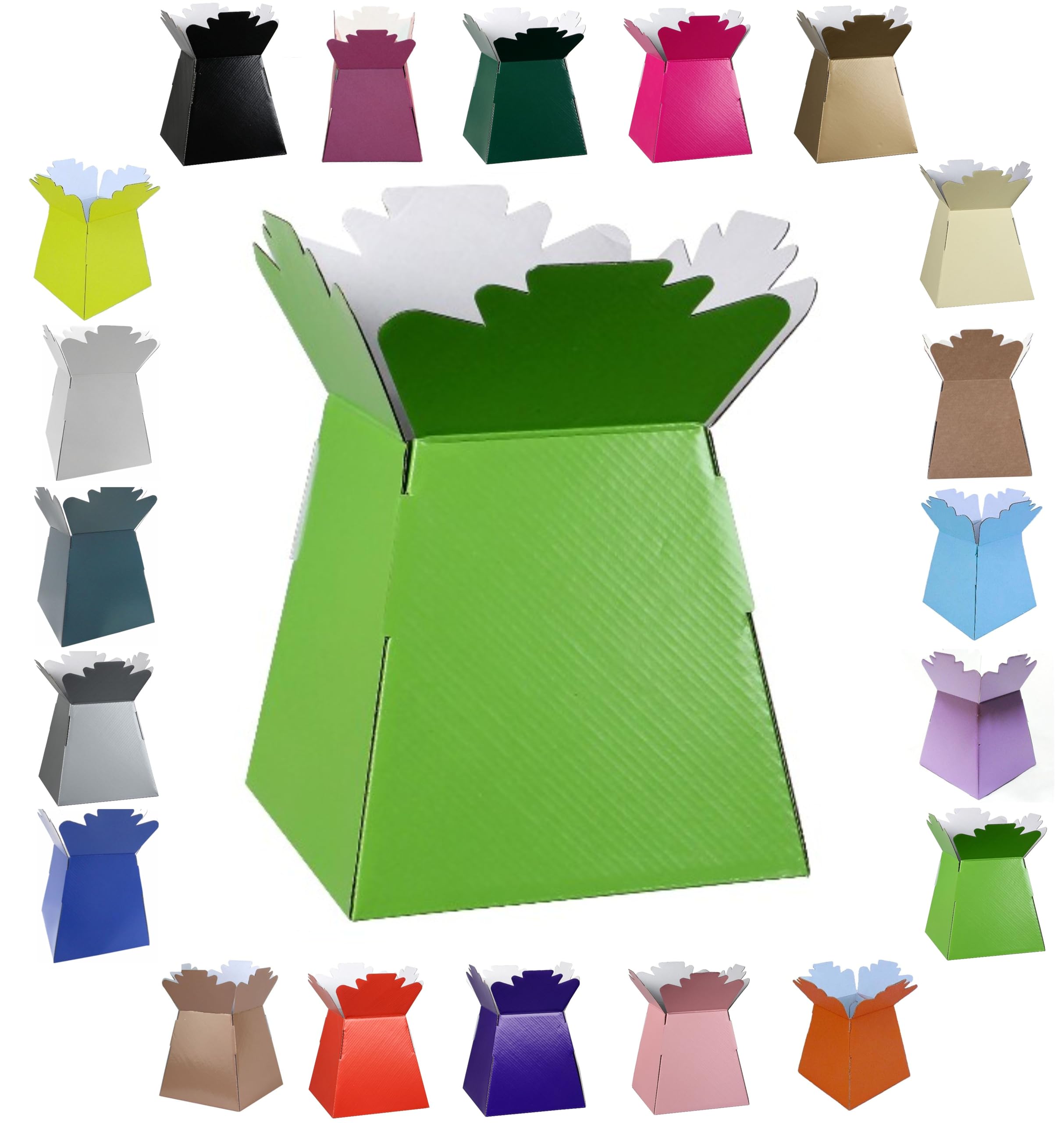 Glossy Vibrant Bouquet, Flower Box/Vase - Transportation Display, Presentation Boxes (2, Lime Green) — image 1