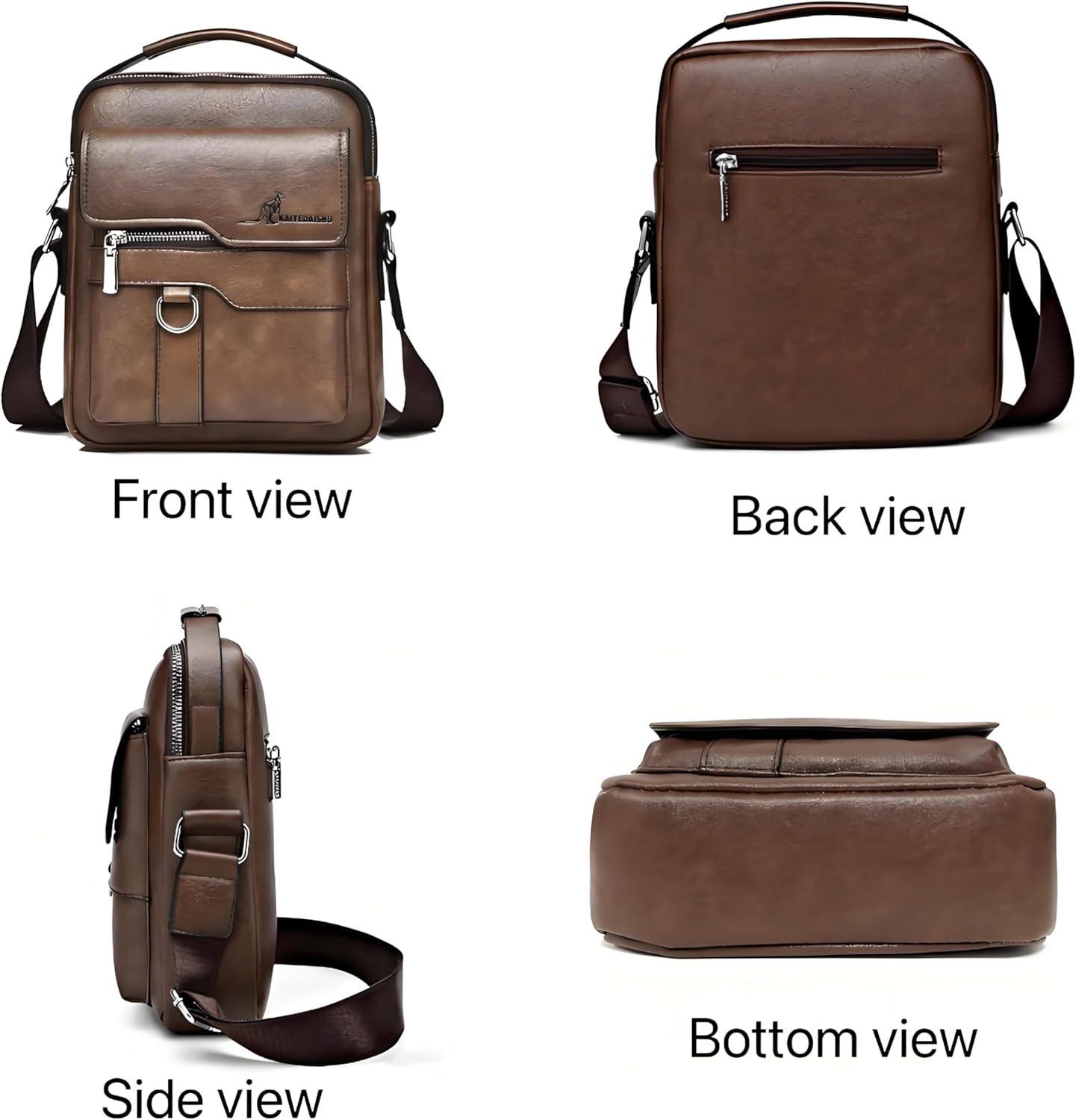 Messenger Bag for Men,Vegan Leather Purses Small Shoulder Handbags with Wide Strap
