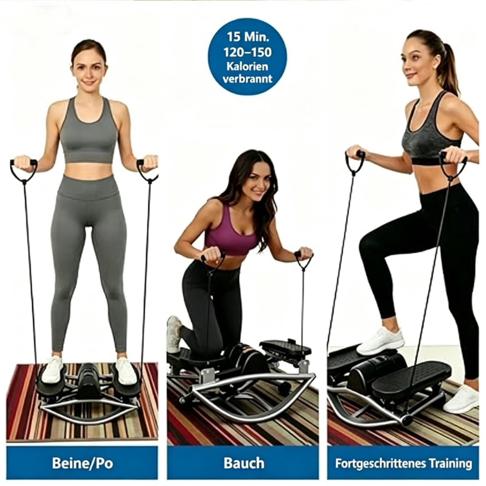 Stepper à Mouvement Latéral Portable | Machine de Fitness Compacte pour Maison, Bureau, Salon | Entraînement Abdominaux, Jambes, Fessiers avec Bandes de Résistance